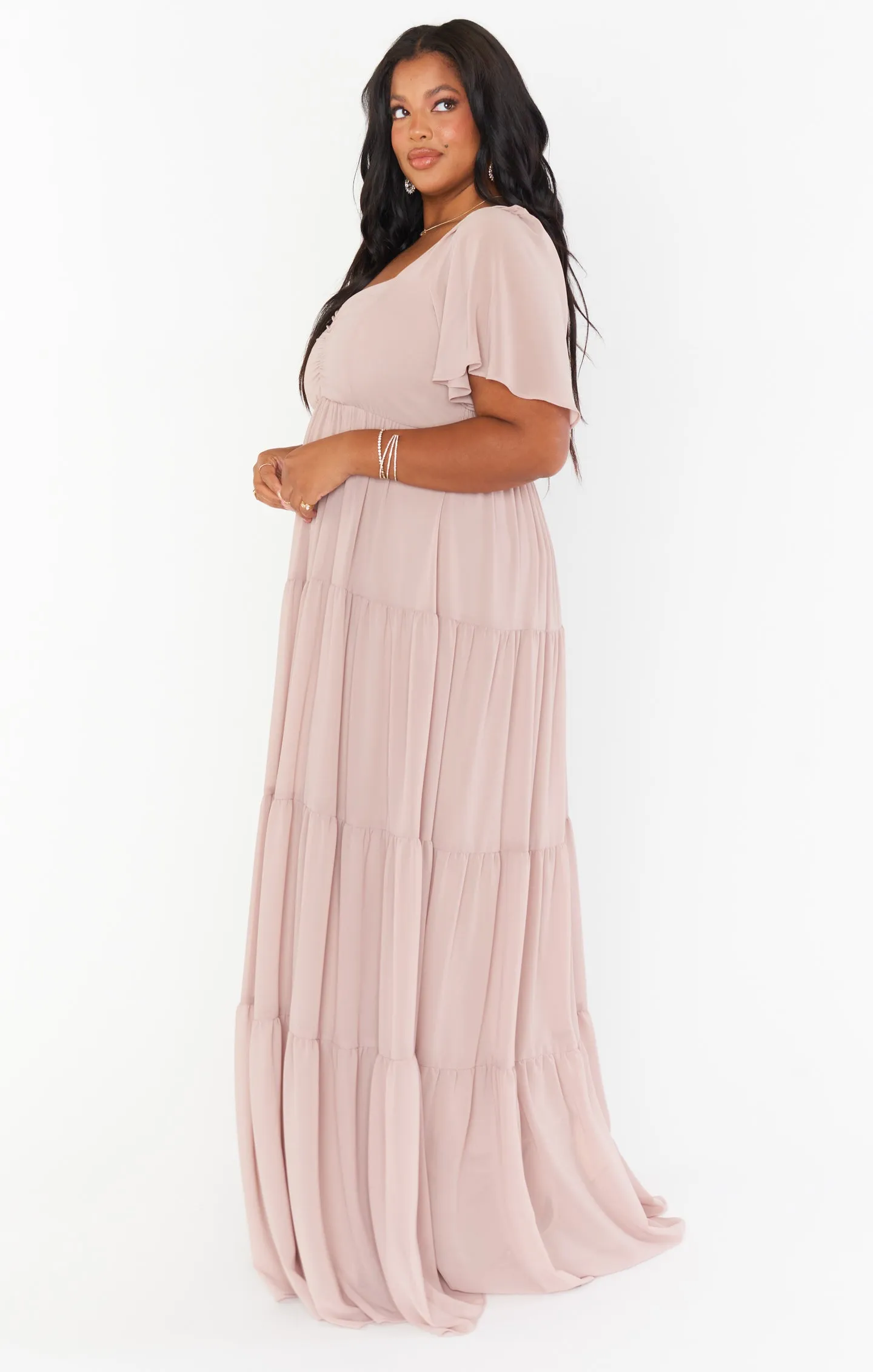 Nicole Maxi Dress ~ Soft Beige Chiffon