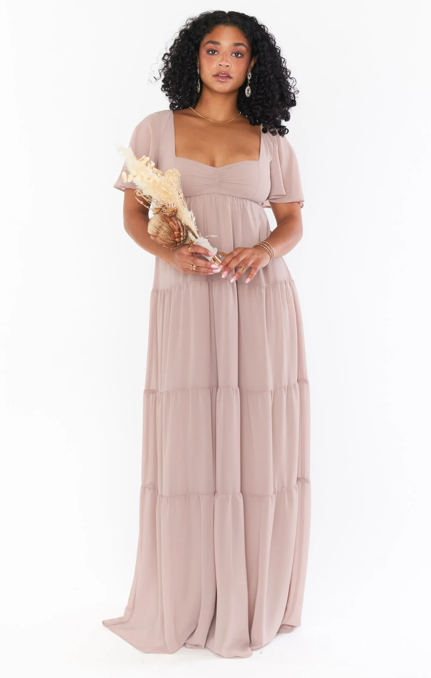 Nicole Maxi Dress ~ Soft Beige Chiffon