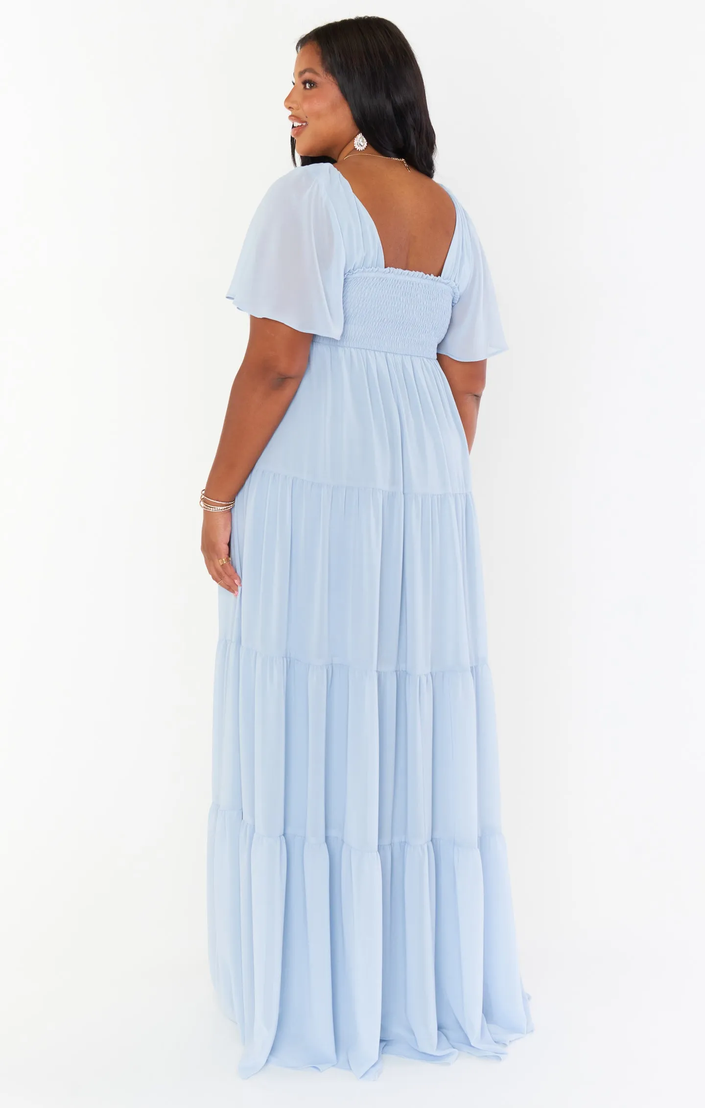 Nicole Maxi Dress ~ Steel Blue Chiffon