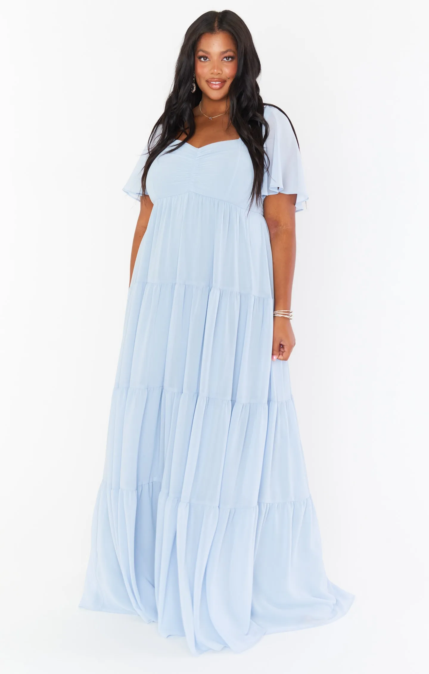 Nicole Maxi Dress ~ Steel Blue Chiffon