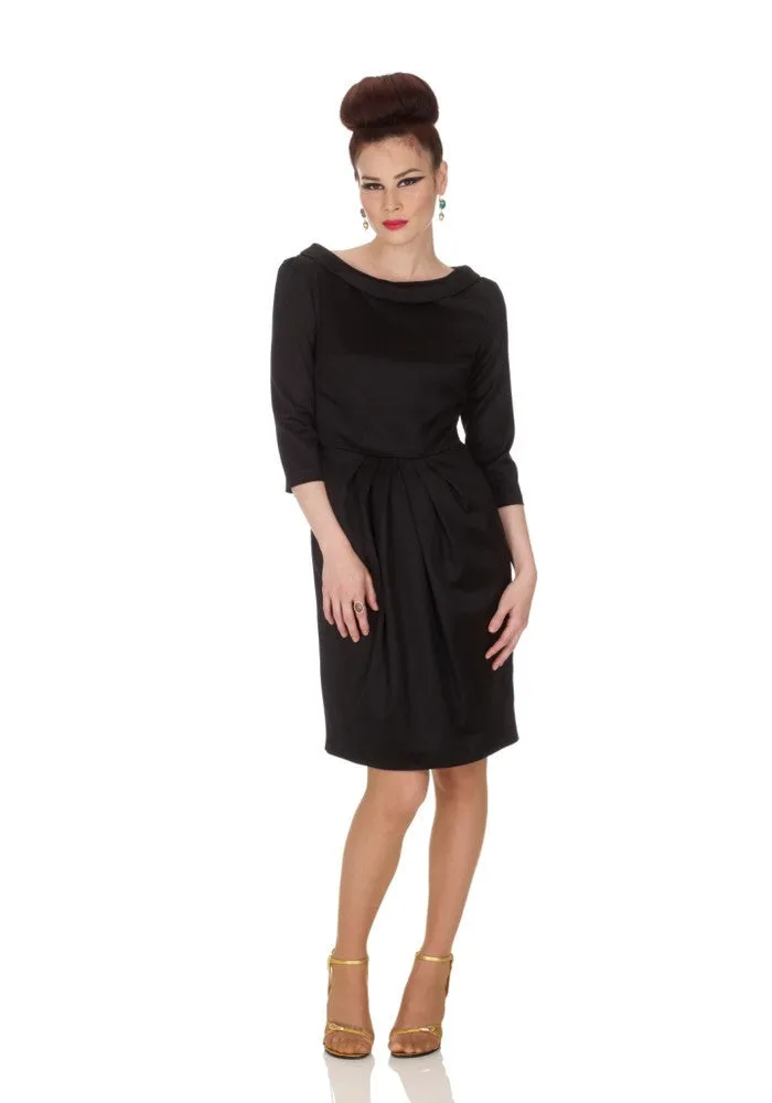 Outsider pleat pencil dress merino wool in black *Last few pieces left!*