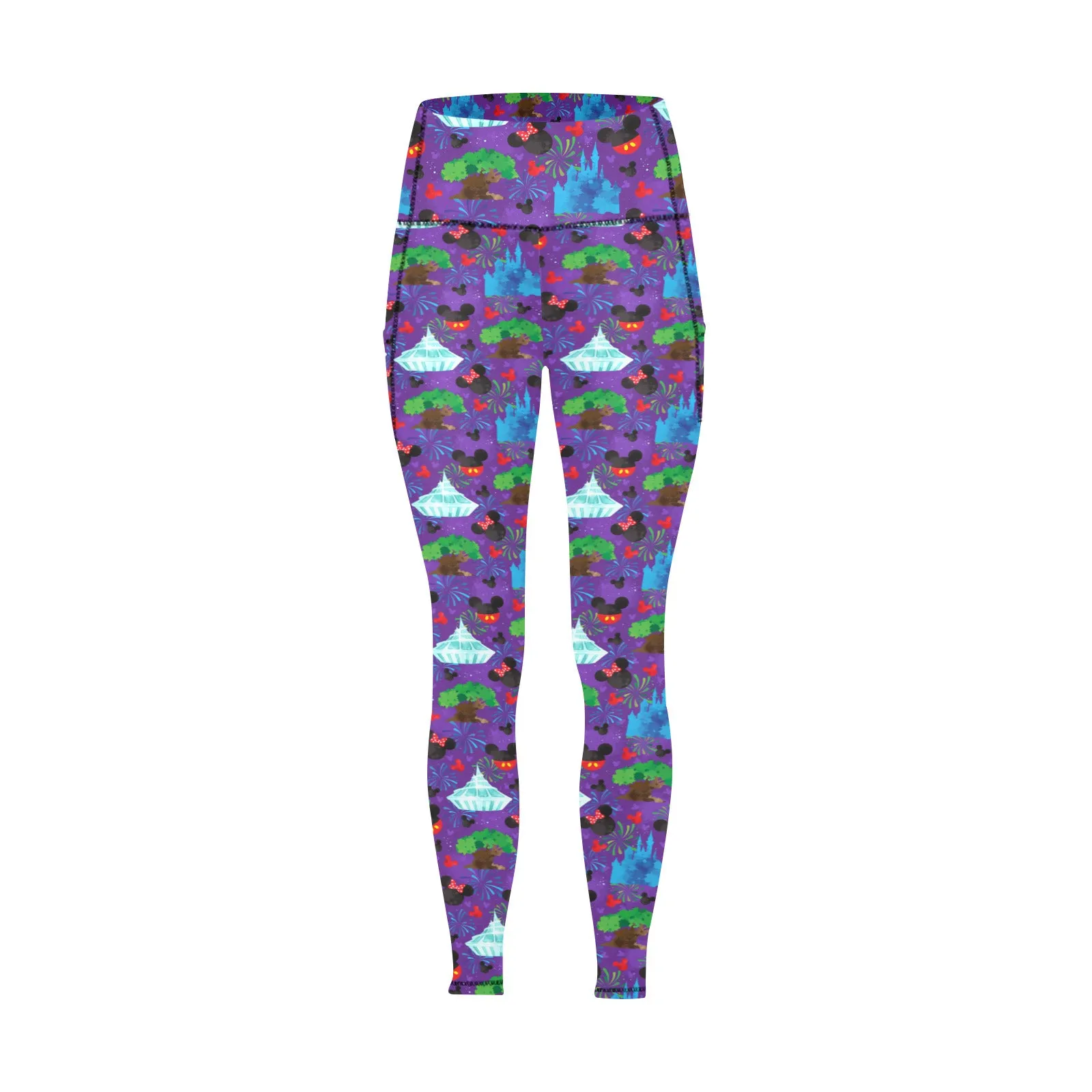 Park Hopper Fireworks Women's Athletic Leggings With Pockets