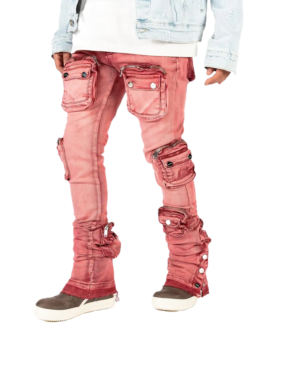 Pheelings Wine Stacked Cargo Jeans