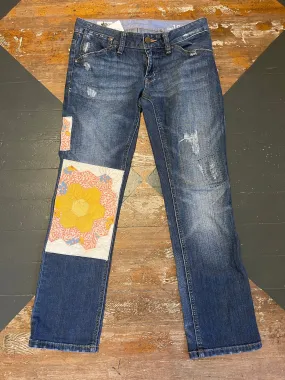 PINK QUILT FLOWER GAP JEANS - 26/2