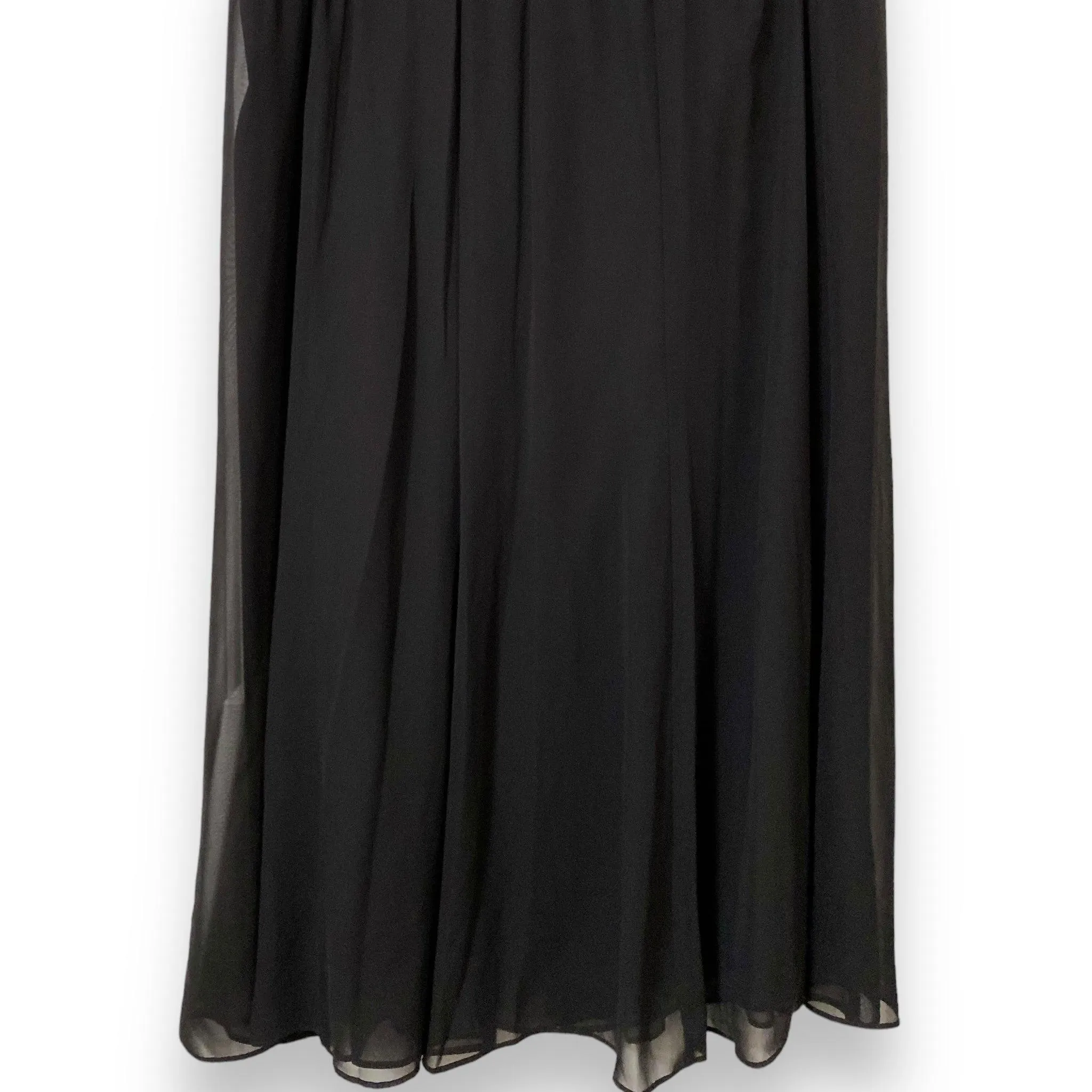 Plus Black Chiffon Midi Skirt