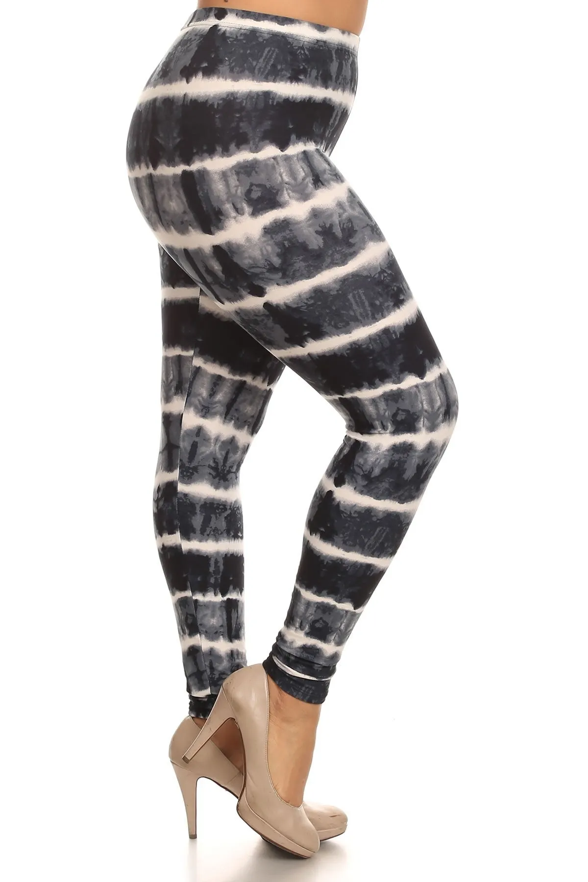 Plus Size Tie Dye Print Full Length Leggings