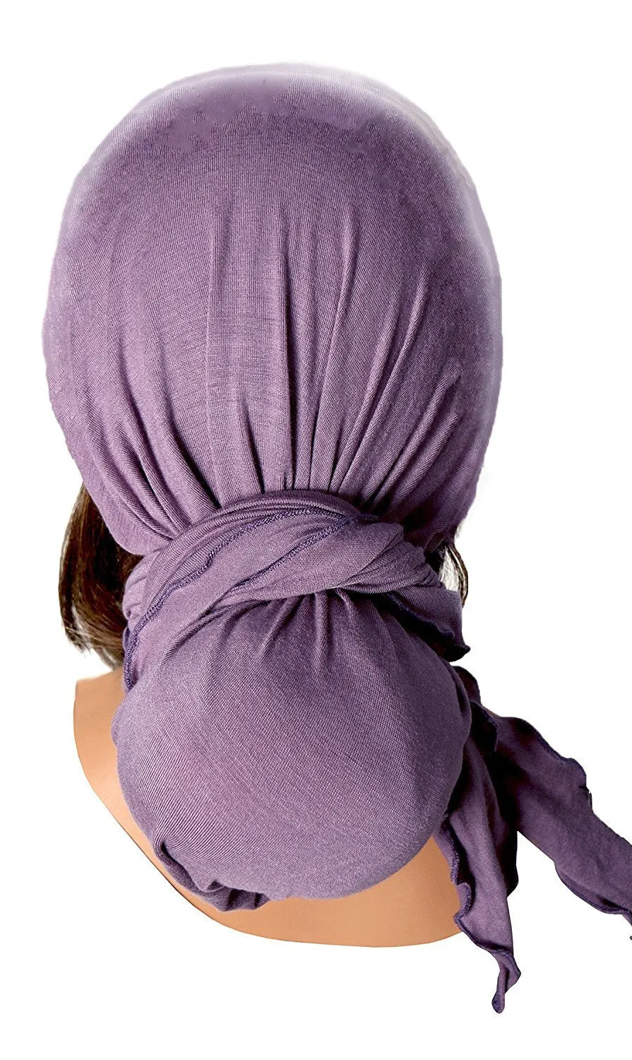 Pre-tied Headwear Versatile Ties Lavender Bandana Tichel Head-scarf Chemo...044