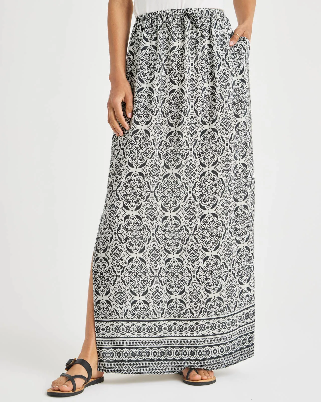 Printed Alessandra Silk Maxi Skirt