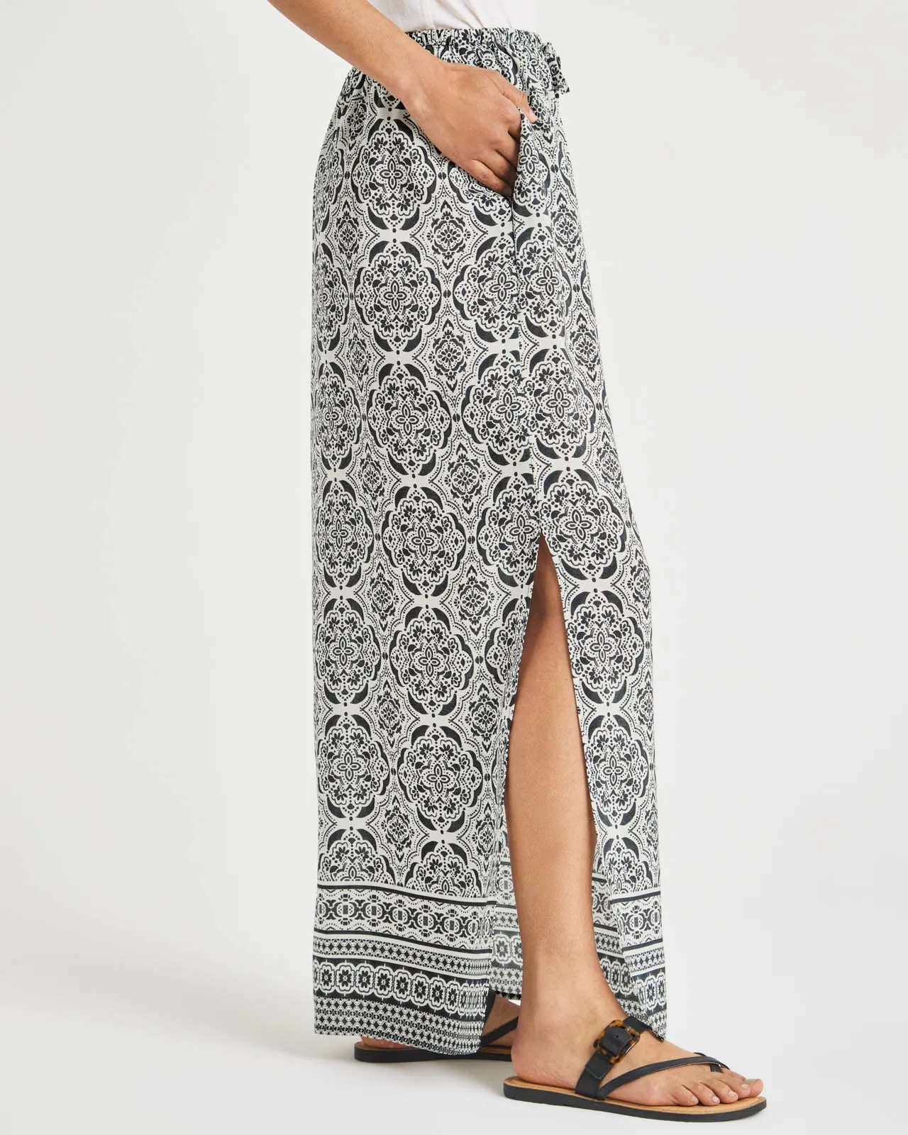 Printed Alessandra Silk Maxi Skirt