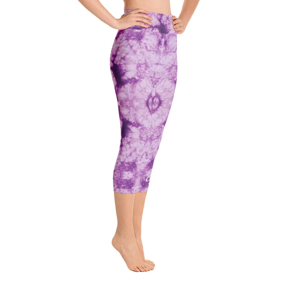 Purple Tie Dye Yoga Capri Leggings