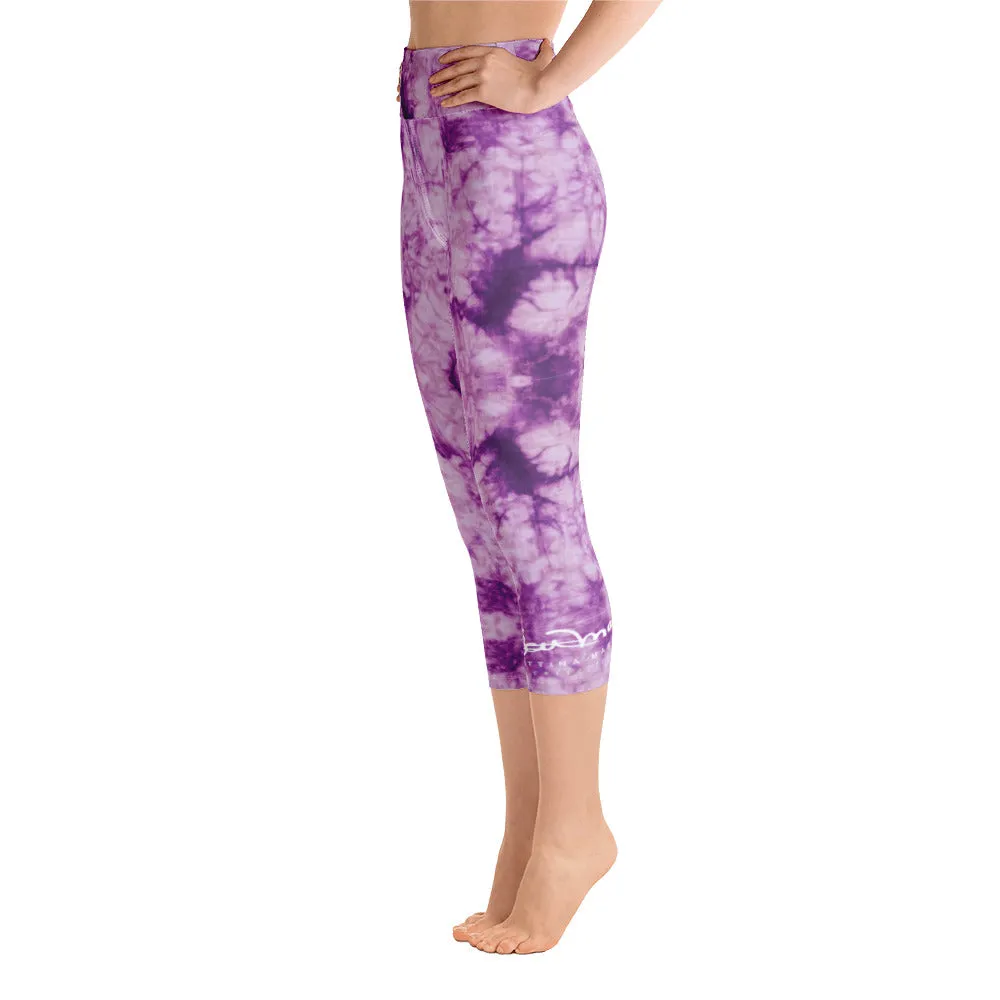 Purple Tie Dye Yoga Capri Leggings