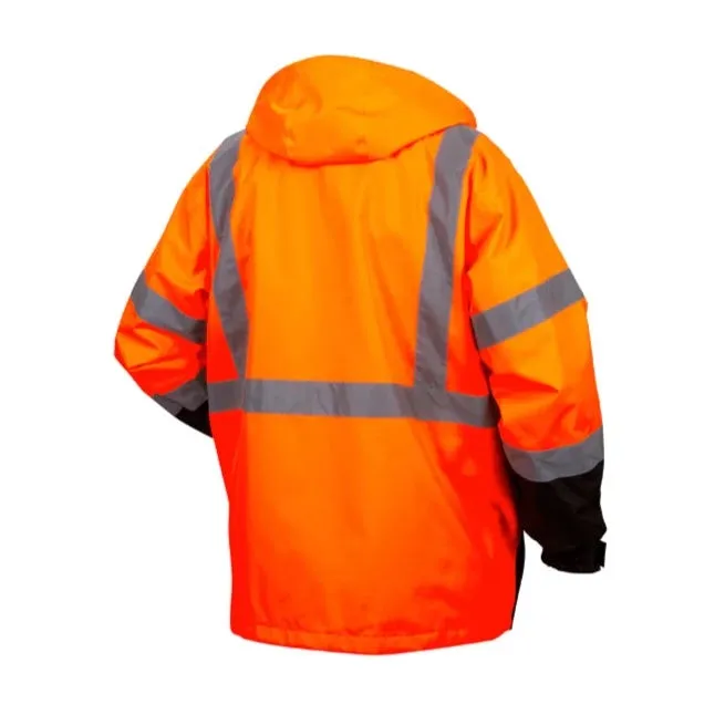 Pyramex® Hi Vis Black Bottom Parka - Weatherproof Bomber Safety Jacket - ANSI Class 3 - RP31