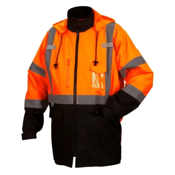 Pyramex® Hi Vis Black Bottom Parka - Weatherproof Bomber Safety Jacket - ANSI Class 3 - RP31