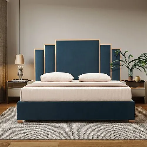 Queen Premium Package | Bedzy Luxe Austin Bed Frame Turquoise, Plush Premium Euro Top Pocket Spring Mattress (Medium Firm) & Bamboo Mattress Topper!