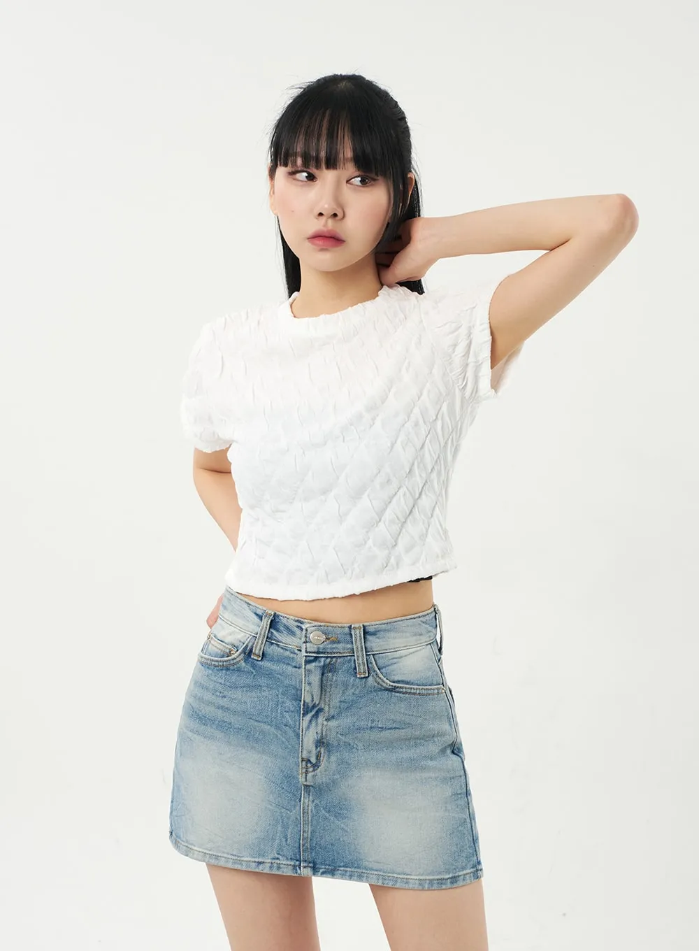 Quilted Cropped Tee CA328