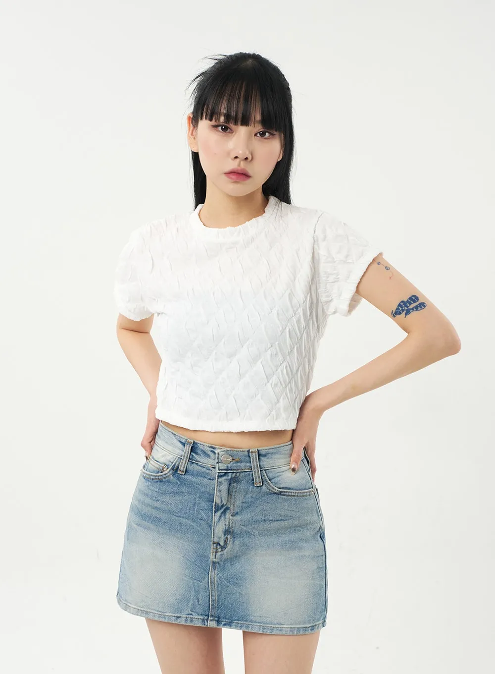 Quilted Cropped Tee CA328