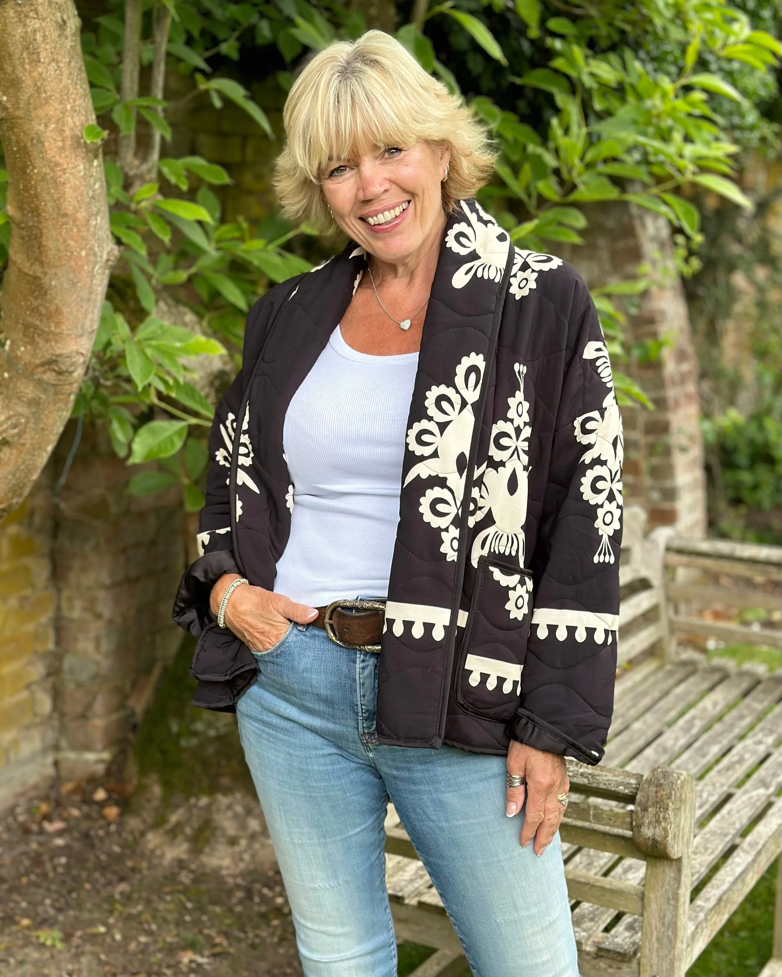 Quilted Jacket - Mandala Print Black