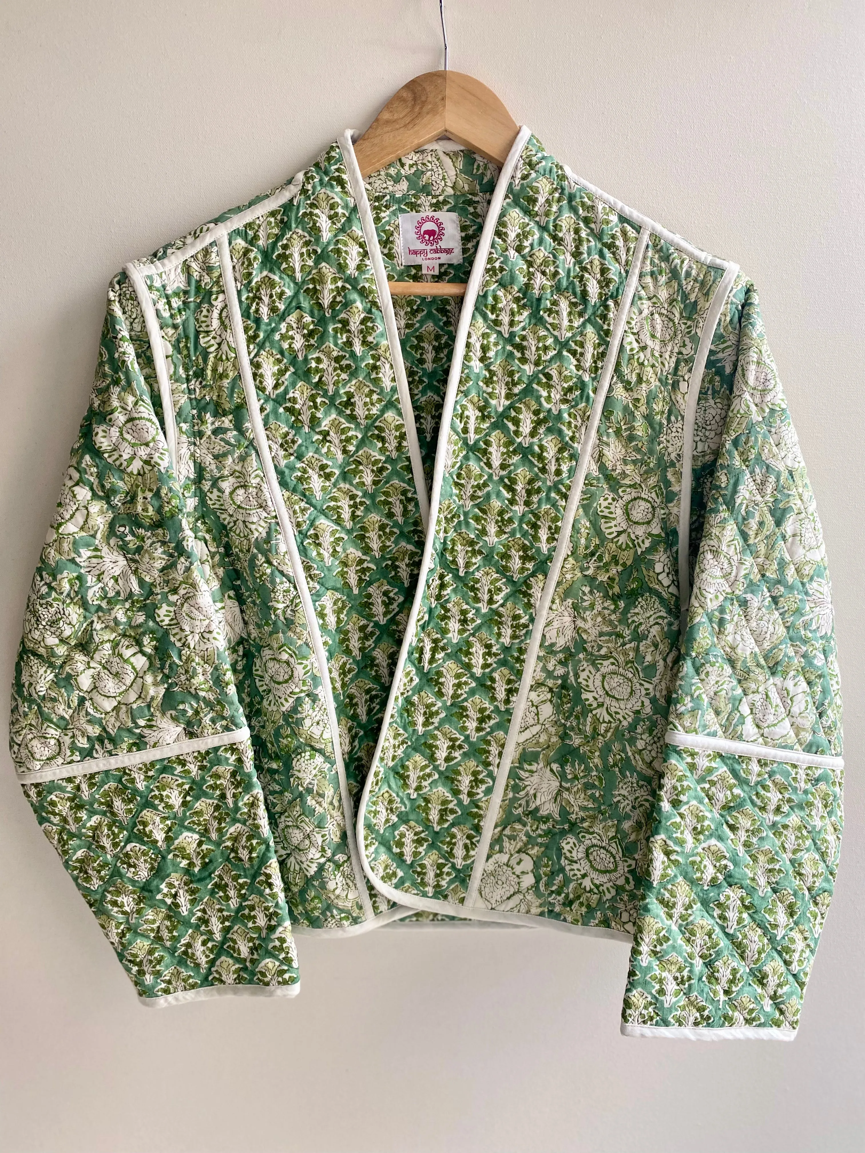 Quilted Jacket`& Waistcoat in 1 - Forest Green Print