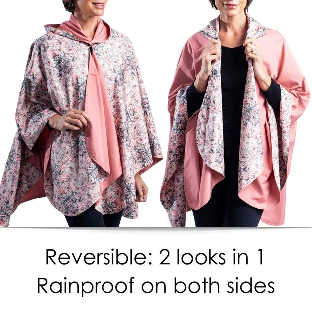 RainCaper Blush & William Morris Tulips Travel Cape