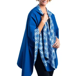 RainCaper Navy & China Blue Pattern Travel Cape - Last one!