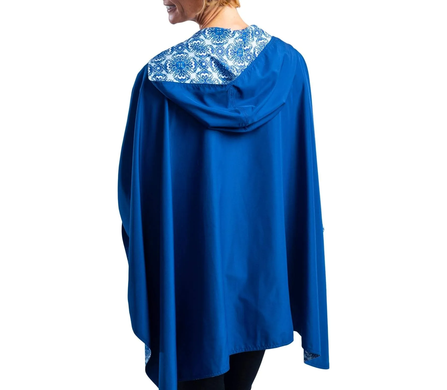 RainCaper Navy & China Blue Pattern Travel Cape - Last one!