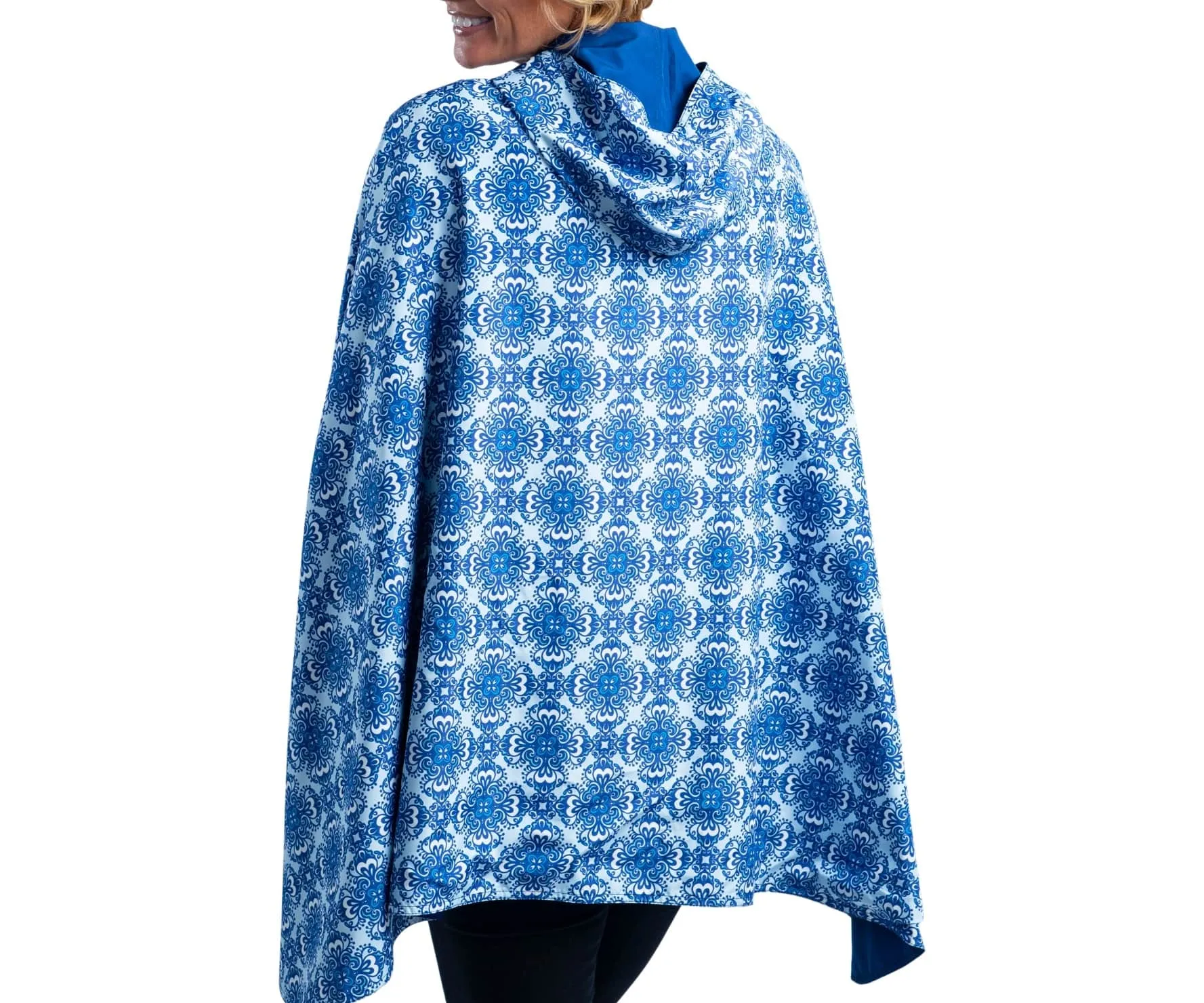 RainCaper Navy & China Blue Pattern Travel Cape - Last one!