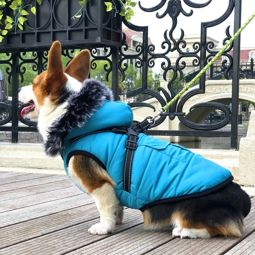 Reflective Warm Coat with Fur Collar