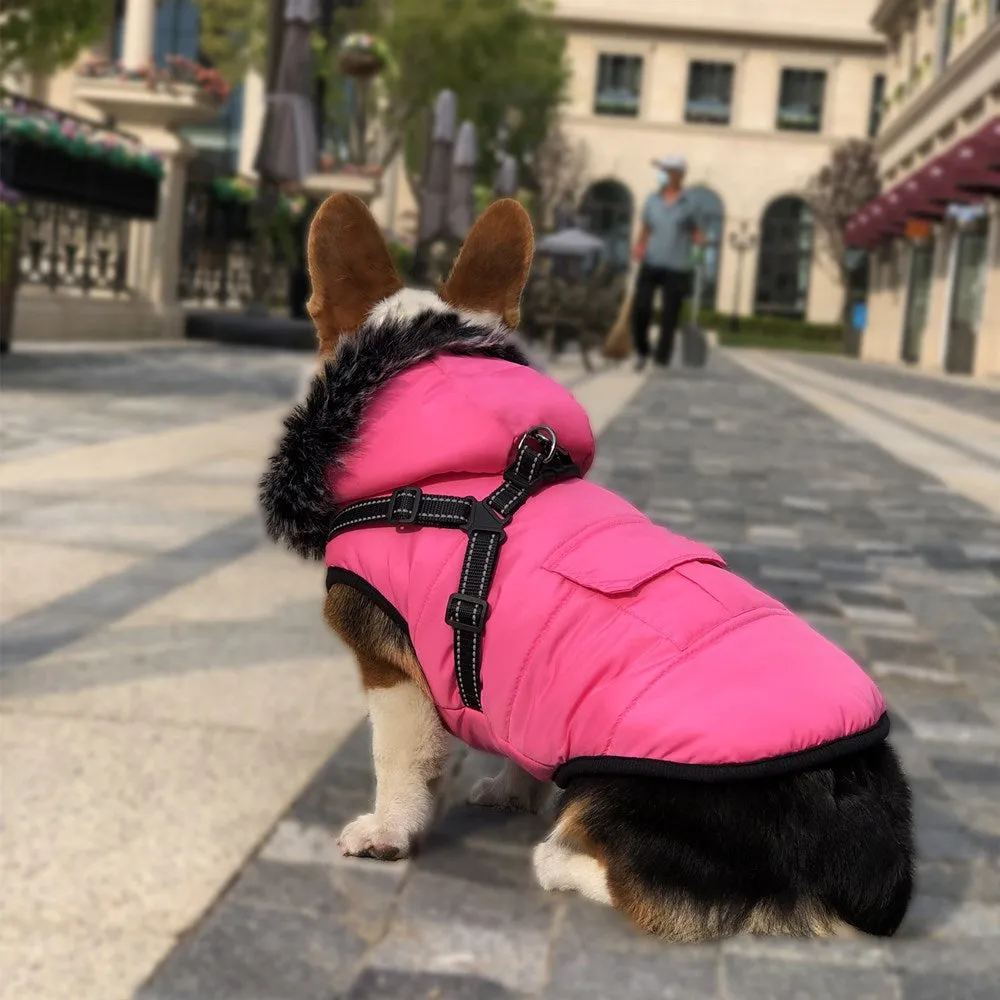 Reflective Warm Coat with Fur Collar