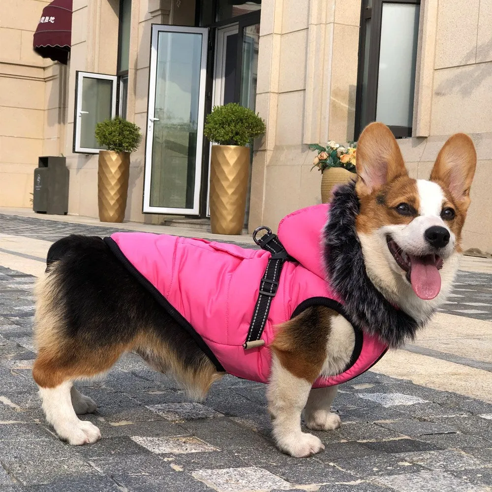 Reflective Warm Coat with Fur Collar