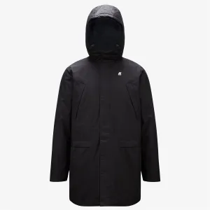 Remi Ripstop Marmotta - Men Waterproof Hooded Coat in Black Pure - Blue Depht