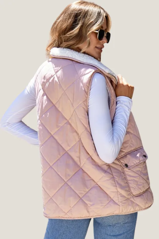 Reversible Fleece Lined Vest Pink