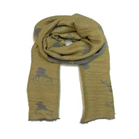 Reversible Mustard/Grey Stag Print Scarf