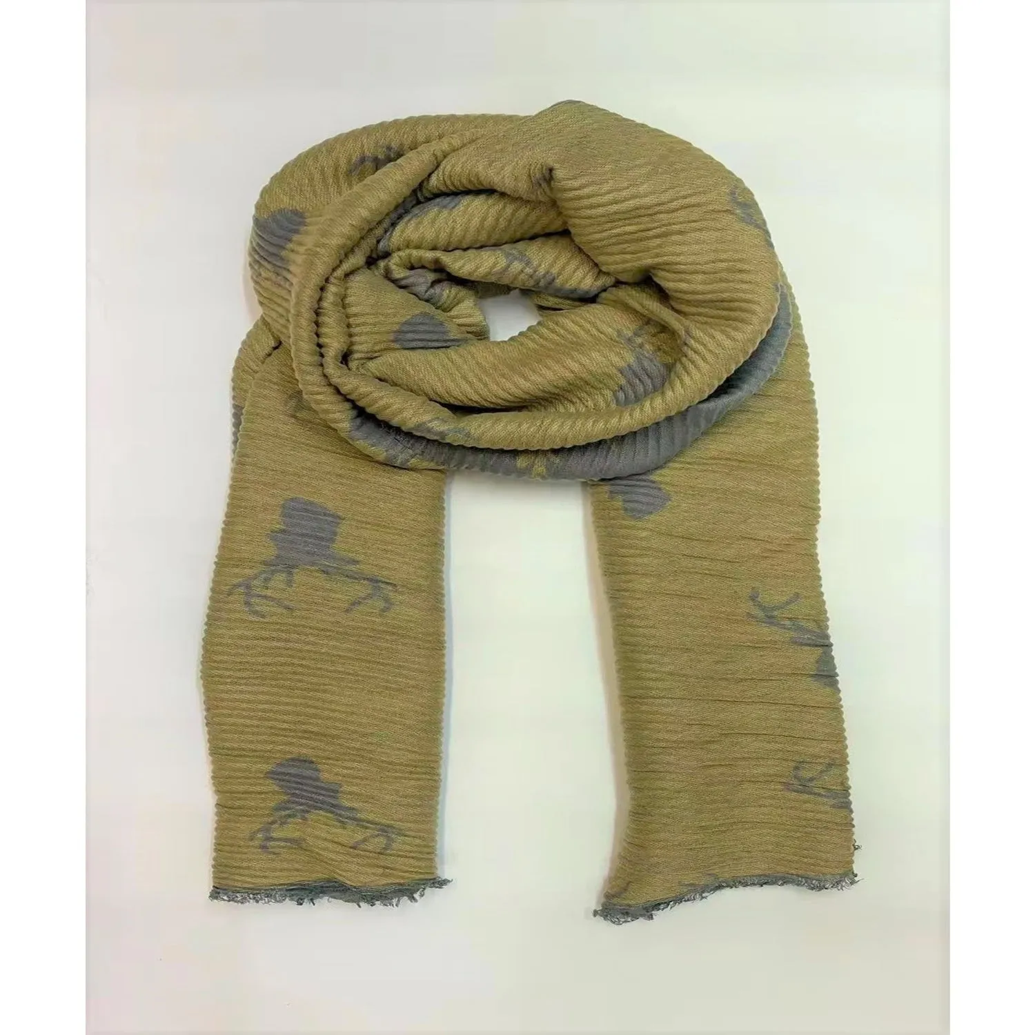 Reversible Mustard/Grey Stag Print Scarf