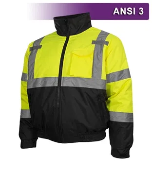 Safety Jacket: Hi Vis Bomber: Adjustable Hood: Waterproof