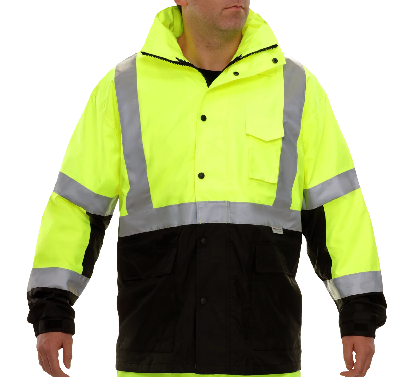 Safety Jacket Hi Vis Parka Breathable Waterproof Hooded 2-Tone Lime