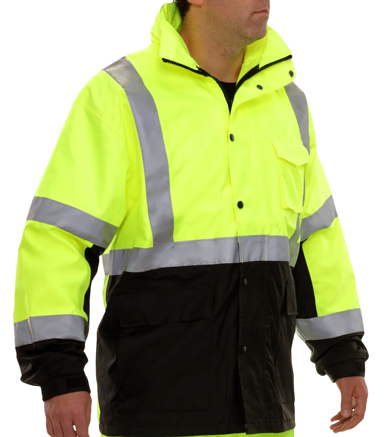 Safety Jacket Hi Vis Parka Breathable Waterproof Hooded 2-Tone Lime