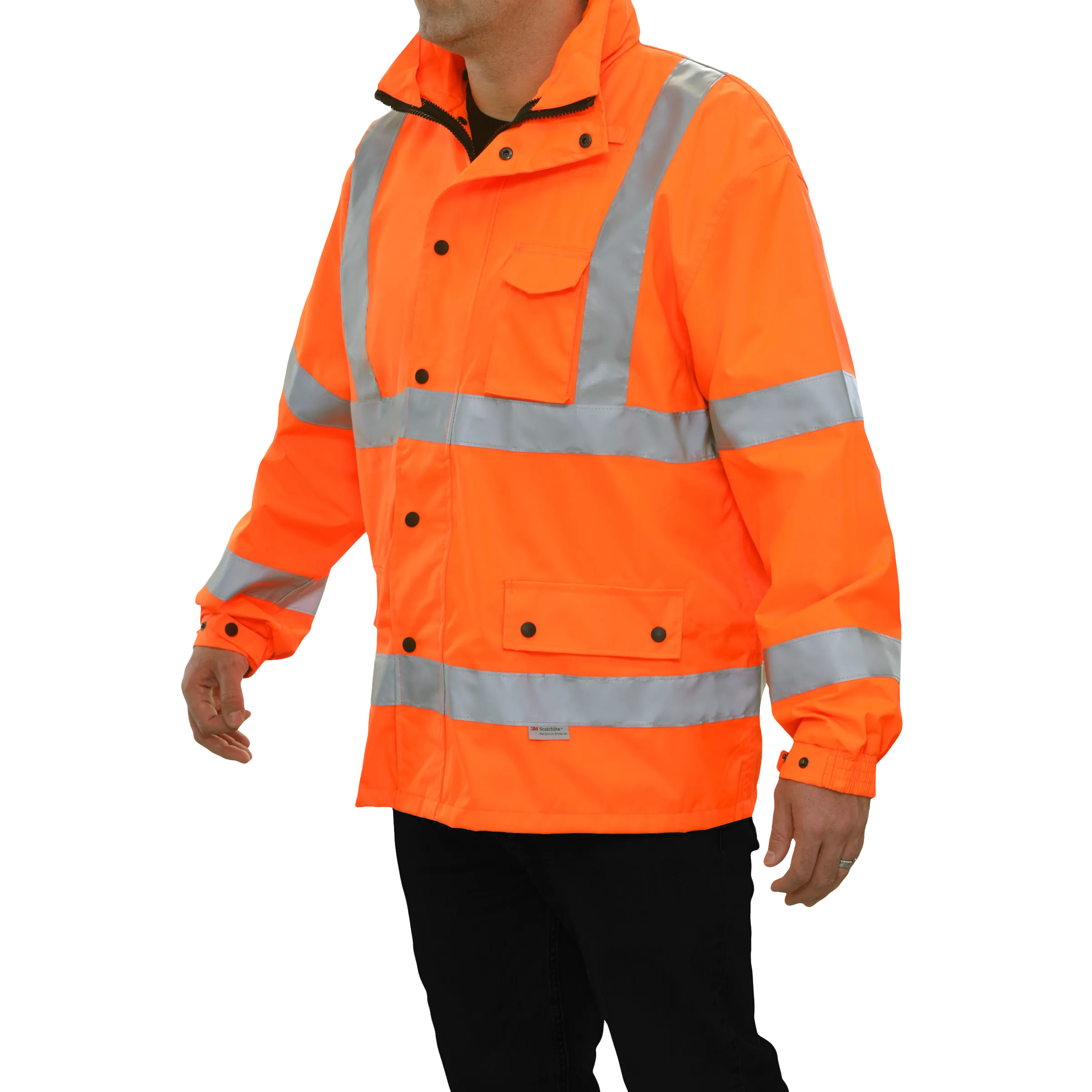 Safety Jacket Hi Vis Parka Breathable Waterproof Hooded Orange