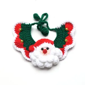 Santa Claus Pattern Handmade Knitted Pet Christmas Collar for Dog Cat