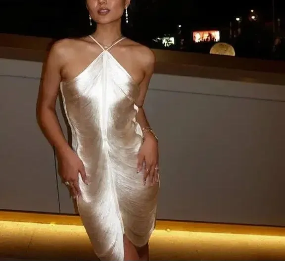 Sexy White Draped Backless Dress