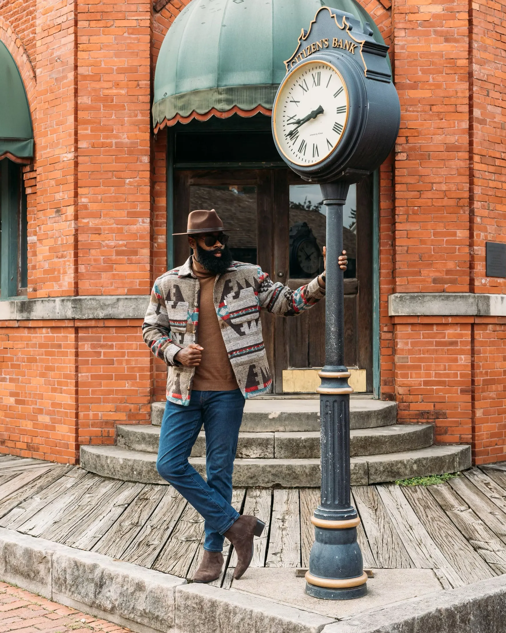 SG Quilted Aztec Shirt Jacket - Brown   Teal