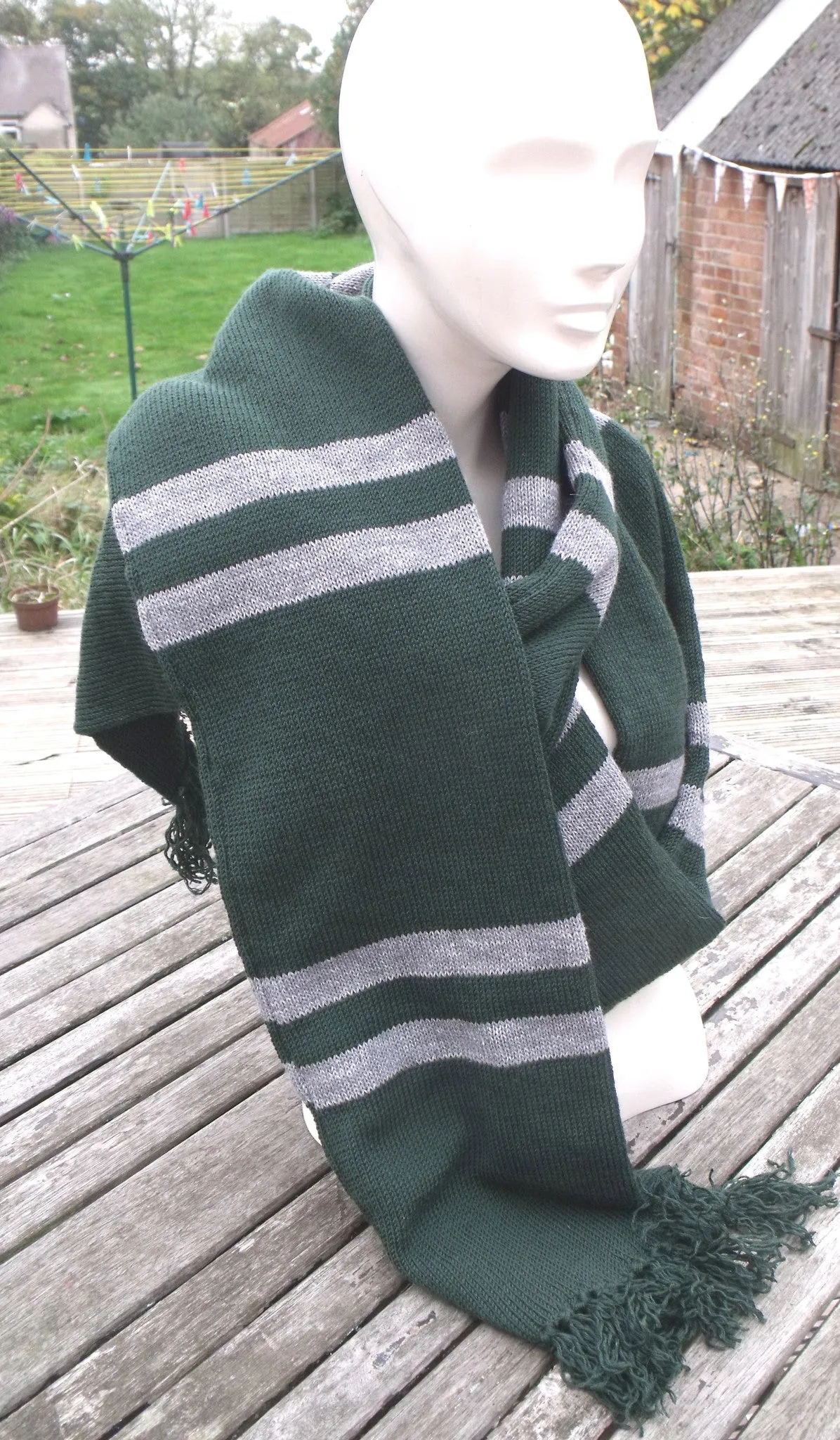 Slytherin scarf, Green & Grey, Harry potter inspired