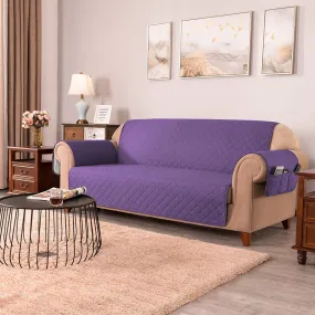 Sofa Cover-Purple with Pockets