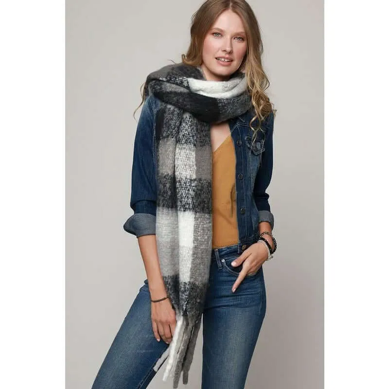 Super Soft Bushed Plaid Oblong Scarf