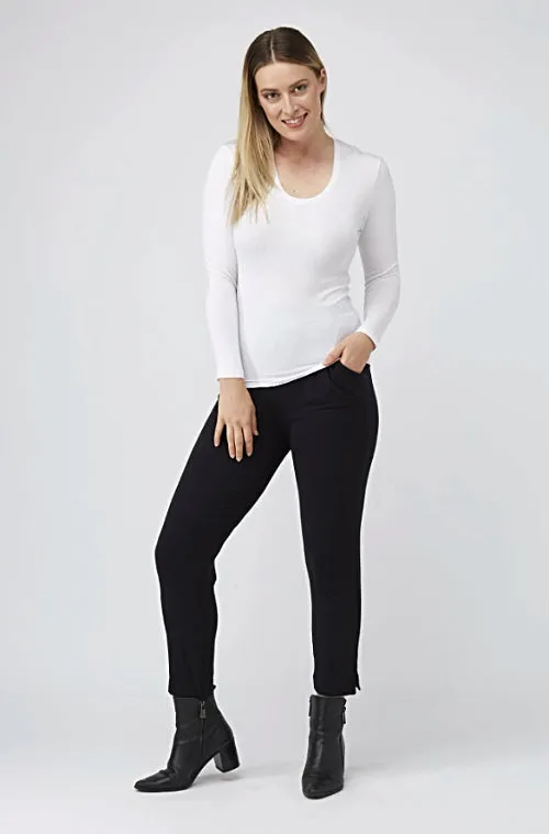 Tani Long Sleeve Scoop Neck Fitted Tee