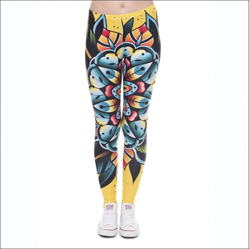 Tattoo flower leggings