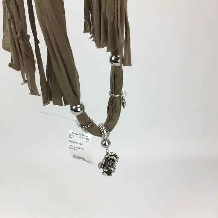 Taupe/Silver Metal Scarf