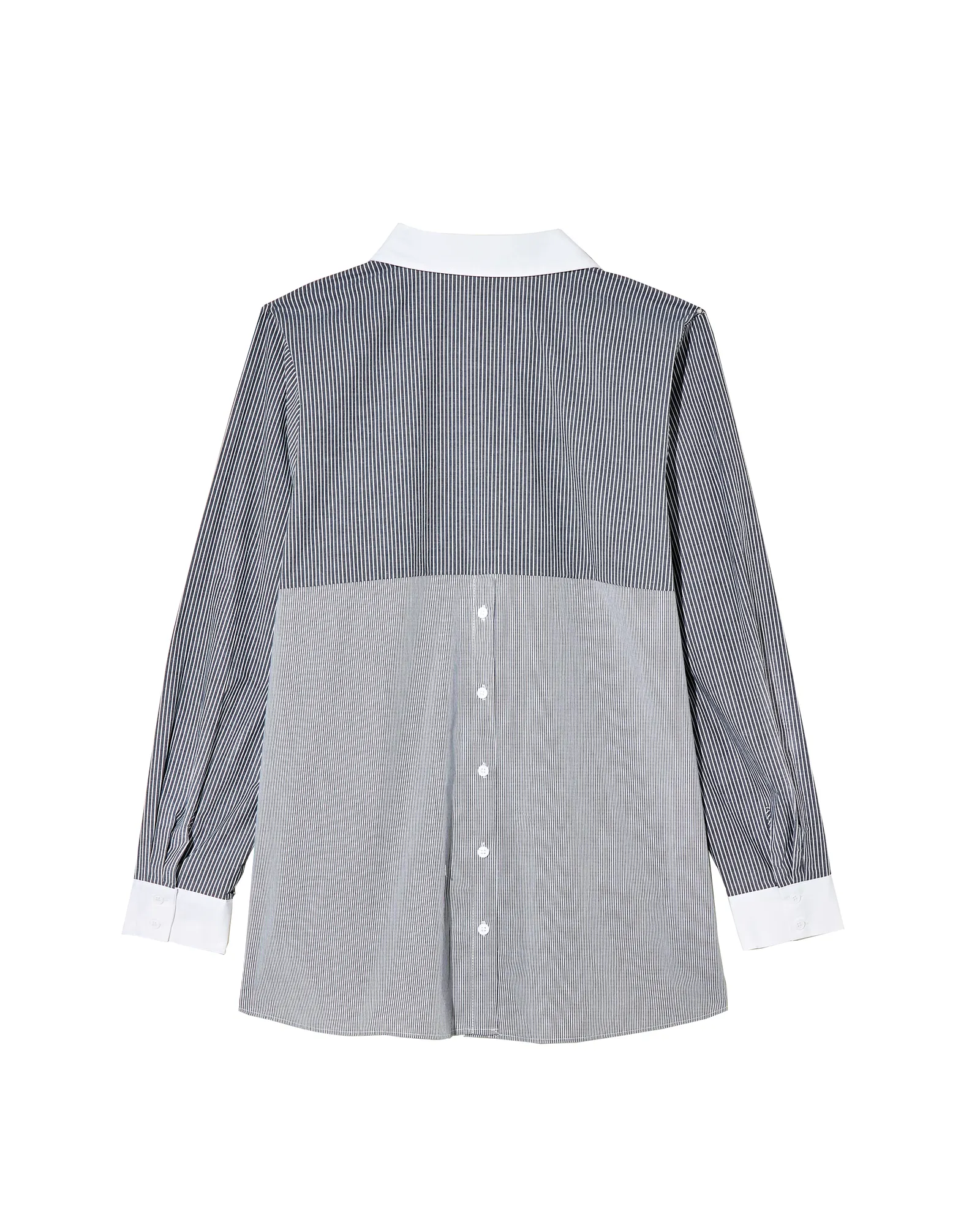 Teresa Button-Down Contrast Top | Charcoal Grey / White