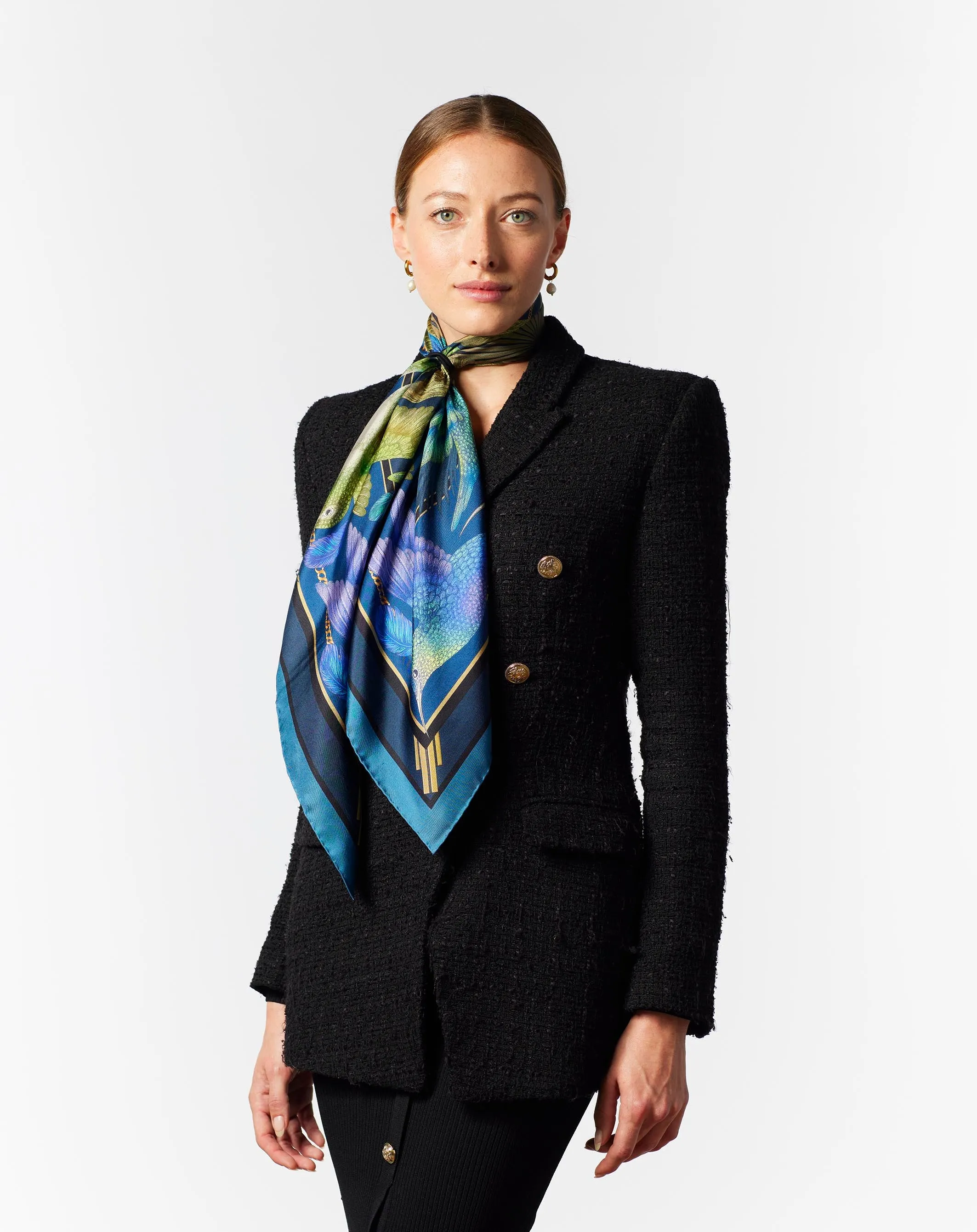 The Midnight Hummingbird Scarf | 130x130cm