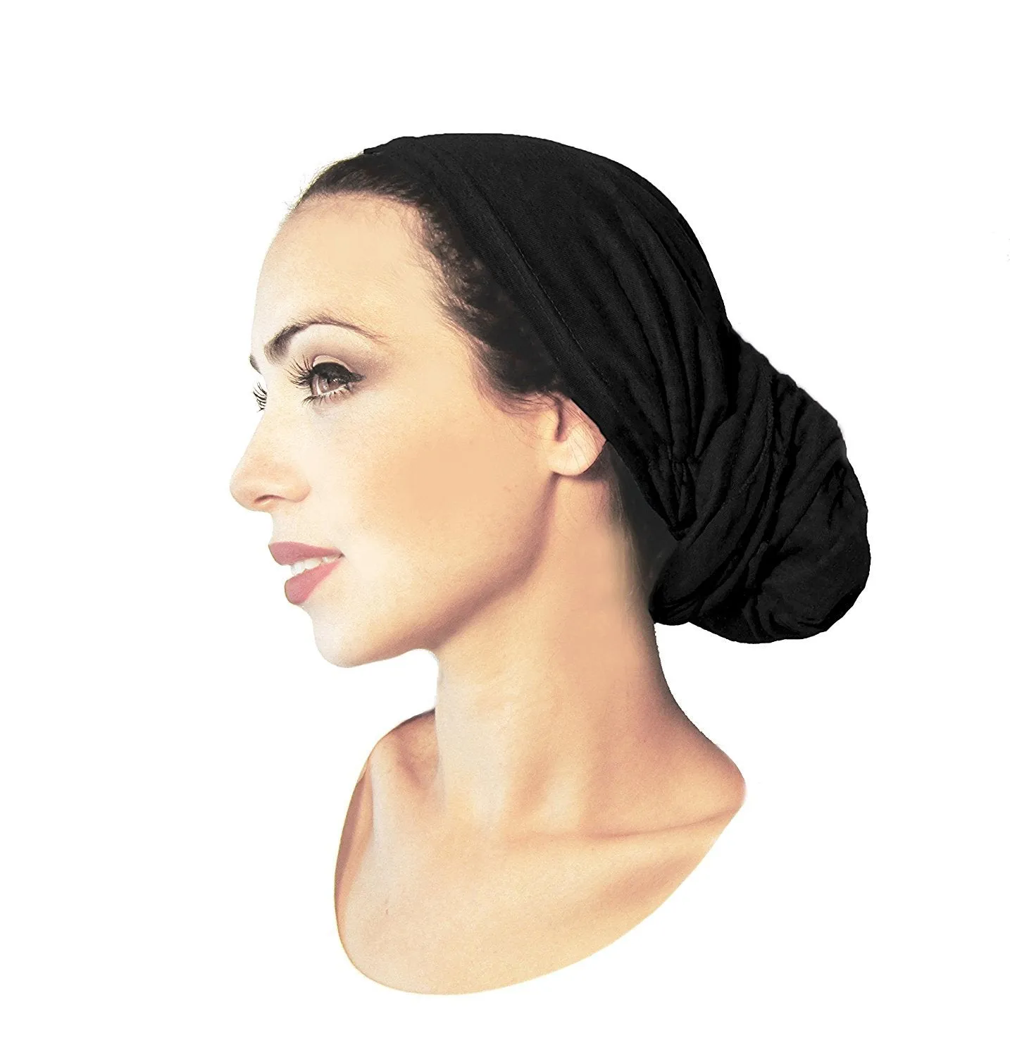 The Perfect Hair Bun for Tichel, Hair Snood, Head-scarf Headwear: Black Hair Volumizer (Small black - 090)