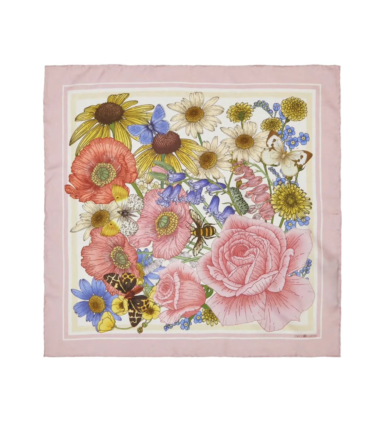 The Rose & Bluebell Silk Scarf | 90x90cm